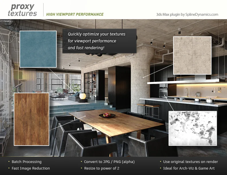 3Dmax插件 – 图片代理插件 Proxy Textures 3Dmax插件 – 图片代理插件 Proxy Textures