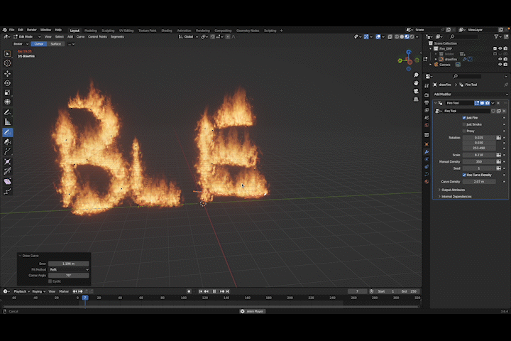 Blender插件 – 火焰笔刷绘制工具 Draw Fire Tool