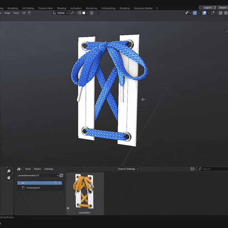 Blender插件 – 鞋带生成器 Laces Generator